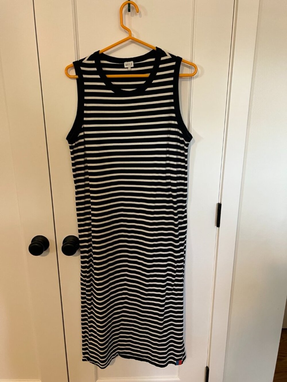 KULE Black White Stripe Cotton Sleeveless Maxi Tank Dress Size M